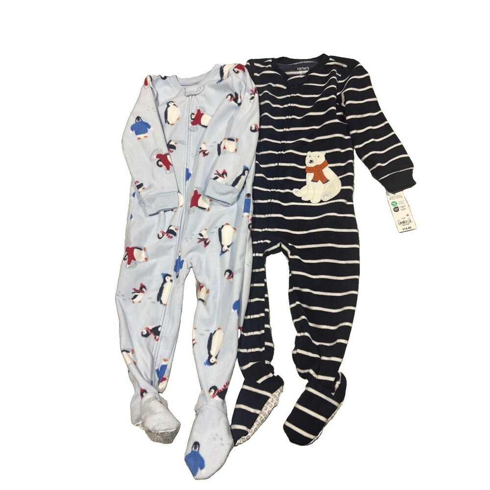 2 Pack Carter's Just One You Toddler Boys' fleece Footed Pajamas 2T